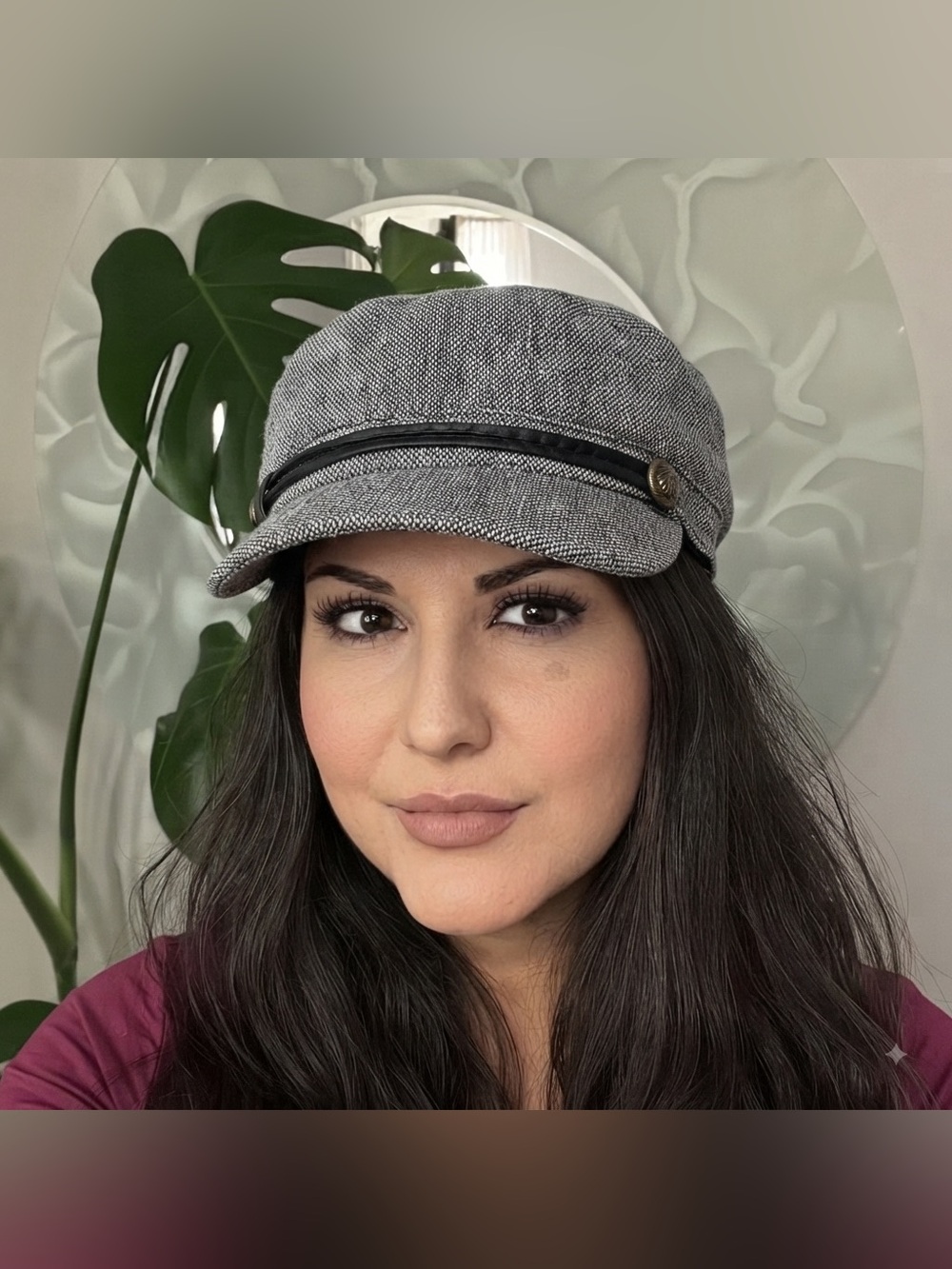 Ardene Grey Tweed Wool Blend Newsboy Cap Baker Boy Hat Winter Fall Black White